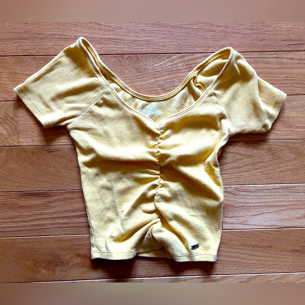 Hollister Yellow Cinched Crop Tee, Size XS